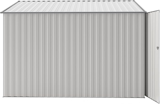 4×8 FT Outdoor Metal Storage Shed,Heavy-Duty Lean to Storage Shed with Lockable Single Side Hinge Door,Waterproof Metal Storage Tool House W/Sloping Roof,Air Vent&Protect Film,for Backyard,White