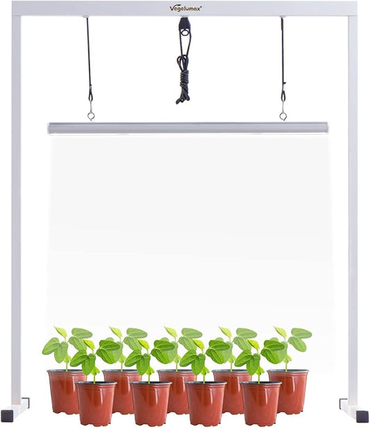 50Watt 2 Feet LED Grow Light Lamp Stand Rack with White Light Full Spectrum CRI90+ for Seedling,Seed Starting Plant Growing,Iron Pipe Frame,Aluminum Heat Sink,CCT6500K,Lamp Height Adjustable