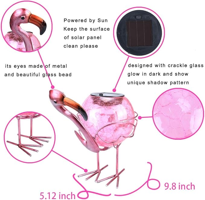 Solar Lantern Outdoor Decorative Waterproof LED Solar Lights Flamingo Tabletop Lamp for Outdoor Patio Garden