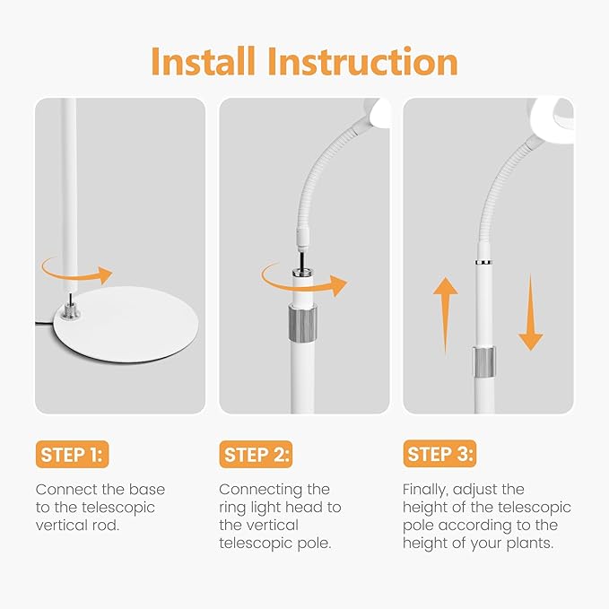 Desk Top Grow Lights for Indoor Plants,Full Spectrum Table Plant Light,24.2" Telescope Stand,UV LED Red Blue Halo Growing Lamp,Adjustable Gooseneck,Auto Timer,3 Lighting Modes,10-Level Dimmable