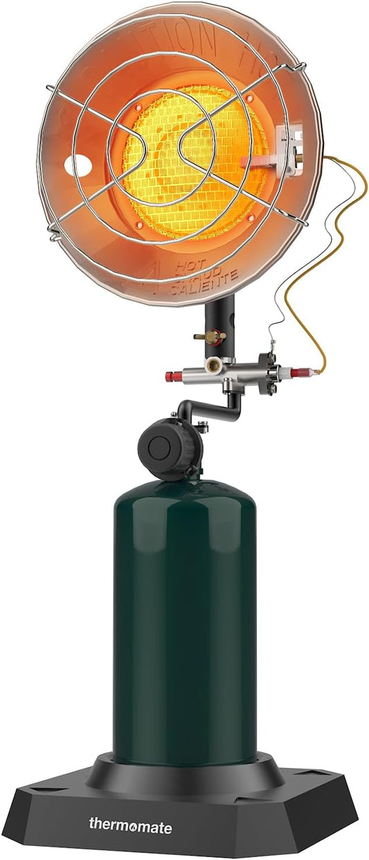 ThermoMate Propane Single Tank Top Heater 15000BTU With Tip-Over Switch, Portable Heater for Outdoor, Ice Fishing, Cart Golf, Hunting