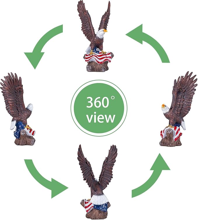 15.35in Majestic Lifelike Bald Eagle Statue - Durable Resin Garden Sculpture for Outdoor Lawn Decoration & Indoor Art Display Courtyard Decoration