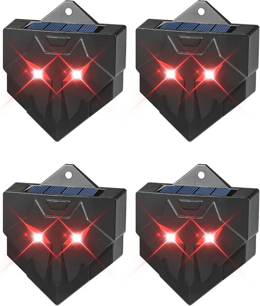 Solar Nocturnal Animal Repellent Outdoor 4 Pack Predator Eyes Coyote Deterrent Skunk Repellent for Yard with Red LED Lights for Deer Fox Raccoon Animal Repeller Device for Chicken Coop Farm Garden (4)
