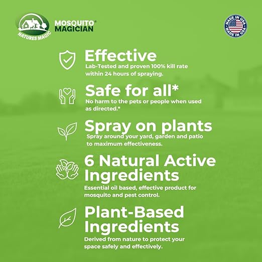 Mosquito Magician Liquid Concentrate - Kills Mosquitoes, Fleas, & Fire Ants, Use with Pump or Backpack Sprayers, Foggers, or Automatic Misting Machines, Ideal for Yards, Lawns, Patios, 1 Gallon - Mint