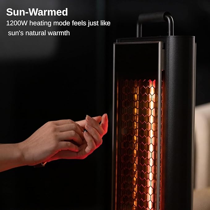 EAST OAK 1200W Portable Under Table Electric Patio Heater, Double-Sided Quiet Heat, IP65 Waterproof, Safety Tip-Over & Overheat Protection, with Carry Handle