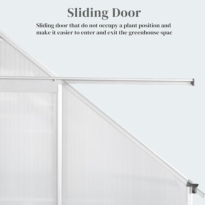 Greenhouse for Outdoors, 6x8 FT Heavy Duty Polycarbonate Greenhouse with 5 Roof Vents, Aluminum Large Walk-in Greenhouse for Outside Garden Backyard, Easy Setup, Silver