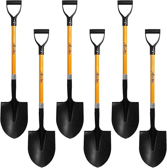 Ashman Heavy-Duty Digging Shovel (6 Pack) 41-Inch with Trenching Blade and Comfortable Handle - Ideal for Garden, Landscaping, Construction, and Masonry - Perfect for Digging Soil, Dirt, and Gravel.