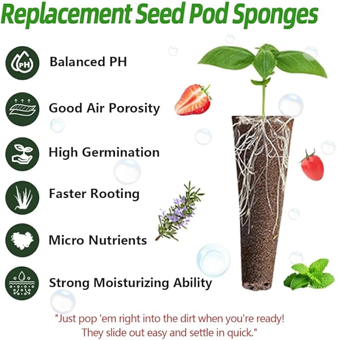 101pcs Hydroponic Pods Kit - Grow Anything Seed Pods with 30 Grow Sponges, 30 Labels, 15 Grow Baskets & Domes 10 Plant Tags and 1 tweezer | Fits Most Indoor Gardening Planting Systems