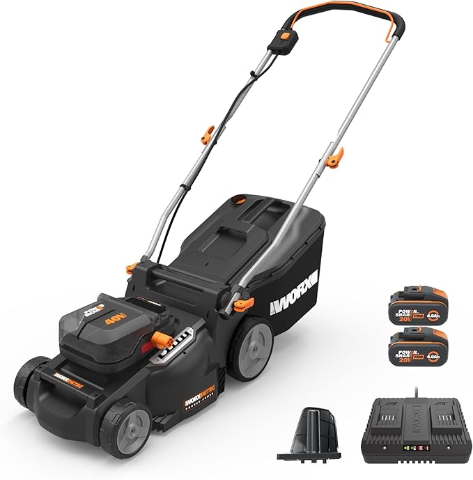 WORX Nitro 40V 16" Cordless Lawn Mower w/Brushless Motor 2.0 & Intellicut, 2-in-1 Electric Mower w/Mulch Blade, Lightweight Push Lawn Mower for 1/4 Acre WG737 – Batteries & Charger Included