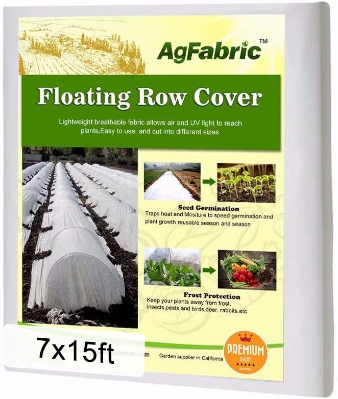 Agfabric Plant Covers Freeze Protection Floating Row Covers 7'x15' 0.9oz Plant Covers Freeze Sun Protection,Frost Cloth for Vegetables,White