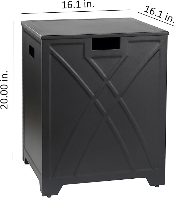 Propane Tank Cover, Propane Tank Storage Hideaway Table for Gas Fire Pits, Gas Tank Holder Storage Side Table for 20 lb Propane Tanks - Black