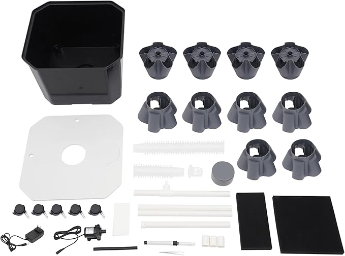 Hydroponics Tower | 10 Layer 50 Plants Indoor Vertical Tower System Kit | Vertical Hydroponic Grow Tower Aeroponic Tower for Herbs | with Pump and 11.89 GAL Water Tank | 4 Wheels | Grey