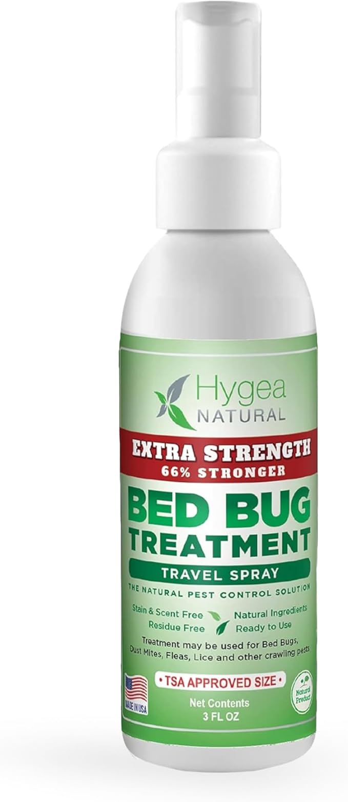 Extra Strength Bed Bug & Mite Natural Travel Spray,TSA Approved Size, Child & Pet-Friendly, Stain & Odor Free, for Hotel, Suitcase, Backpack, Shoes, 66% Stronger Natural Formula(3oz)