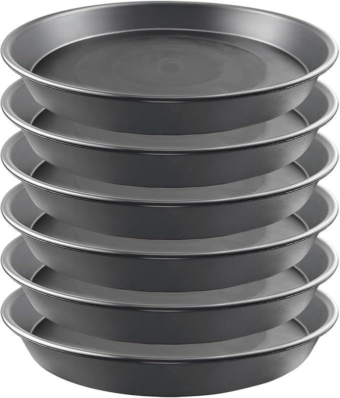 6 Pack 10-Inch Gray Plant Saucer Trays, Heavy Duty Plastic PP Pot Bases for Medium & Large Flower Pots, Durable Water Catcher Plates & Drip Trays for Indoor Outdoor Gardening Use