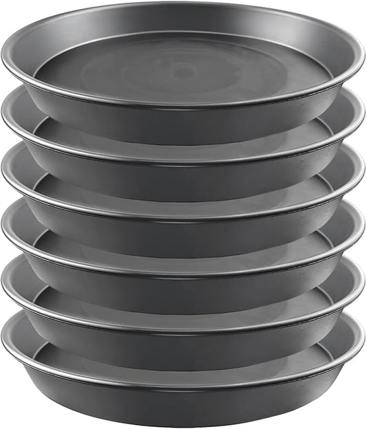 6 Pack 10-Inch Gray Plant Saucer Trays, Heavy Duty Plastic PP Pot Bases for Medium & Large Flower Pots, Durable Water Catcher Plates & Drip Trays for Indoor Outdoor Gardening Use