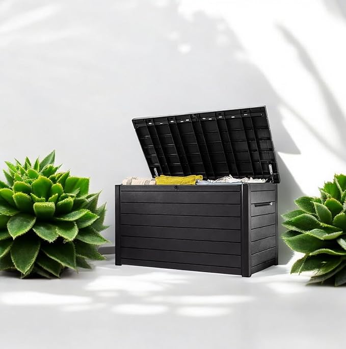 Outdoor Storage Box with Lockable Lid - Weather-Resistant and Stylish (Graphite, 230-Gallon)