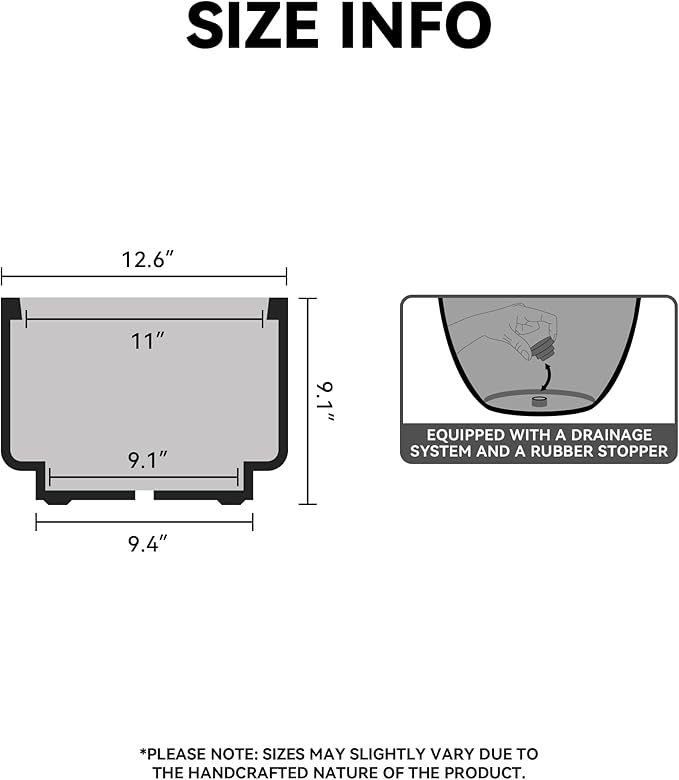Kante 12.6 Inch Dia Concrete Planter, Round Pedestal Design Garden Pot for Indoor Outdoor Plants, Modern Flower Pot with Drainage Hole, Weathered Concrete Finish with Forest Green Interior