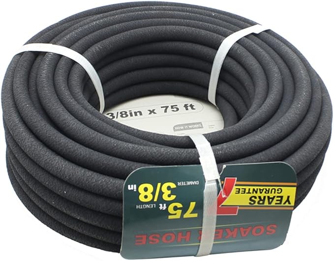 Taisia 3/8 inch Soaker Hose 75ft Water Drip Hose Round Garden Hoses Saves 70％ Water Perfect Delivery Great for Garden Flower Bed (3-8-75FT)
