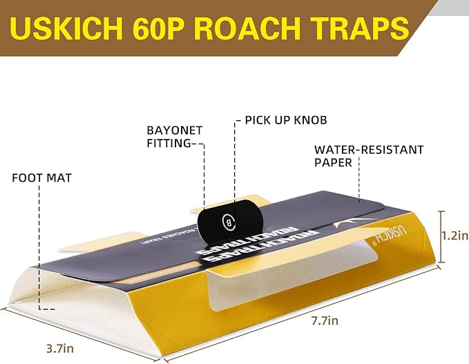 60 Pack Roach Traps,Roach Killer Indoor Infestation,Cockroach Killer Indoor Home,Glue Roach Traps,Roach Motel,Child & Pet Friendly