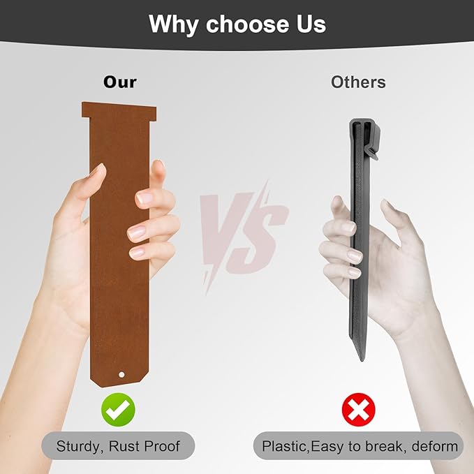 12 Pack Straight Clips 9 inch Tall for 10 & 12 inch Ganeekiron Cor Ten Steel Edging