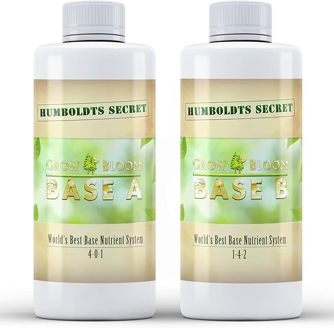 Humboldts Secret Base A & B Liquid Hydroponic Fertilizer | Complete Hydroponic Nutrients for Indoor and Outdoor Plants | Supports Healthy Vegetative Growth and Flowering Stage | 8 Ounce Set