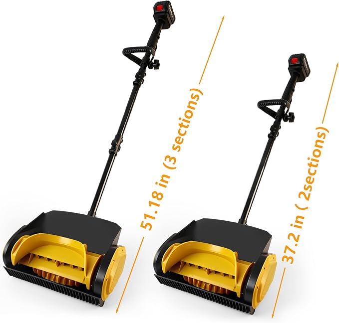 Cordless Snow Shovel, 12 Inch Electric Snow Shovel with 2×4.0Ah Batteries & Charger, 26FT Throw, Detachable 3-Section Pole & Adjustable Handle, for Driveway, Patio, Deck