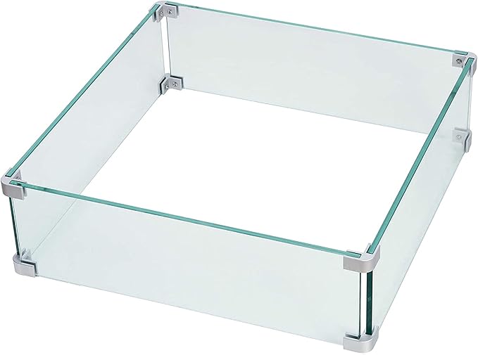 Oakland Living Black Aluminum Patio Fire Table Set with Four Club Chairs with Blue Cushions