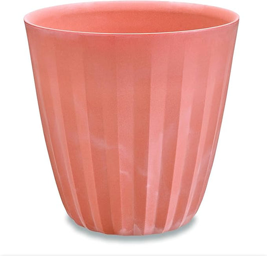 Crescent Garden Pleat Modern Decorative Planter, Indoor/Outdoor Pot, Resin Plant Pot with Drain Hole - 27"W x 27"H (Terracotta-colored)