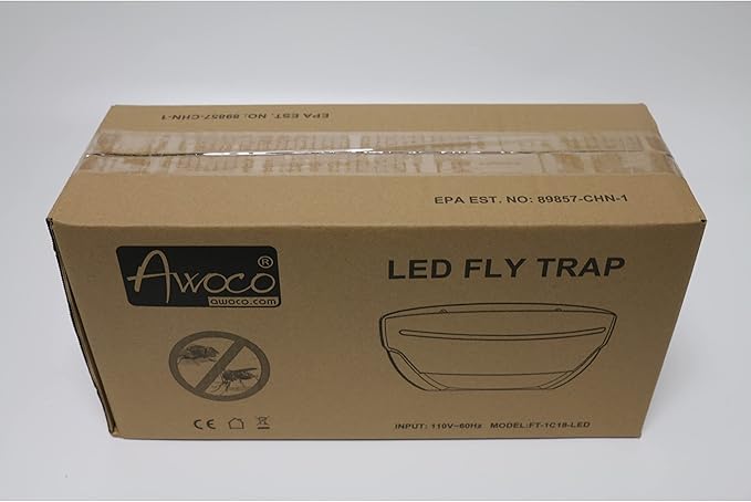 Awoco LED 5W 100V-240V Wall Mount Sconce Sticky Fly Trap Lamp XL 78” Extra Long Power Cord for Capturing Flying Insects, Flies, Mosquitoes, and Moths (Fly Trap XL + 6 Glue Boards)