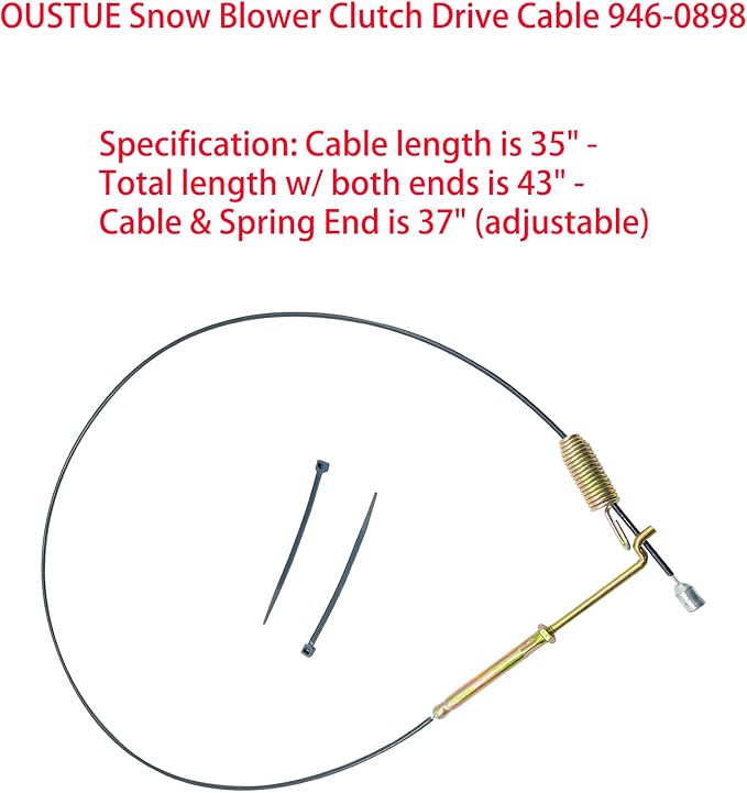 Snow Blower Clutch Drive Cable 946-0898 746-0898 for MTD Snowblower Replace 746-0898A 746-0898B 290-904