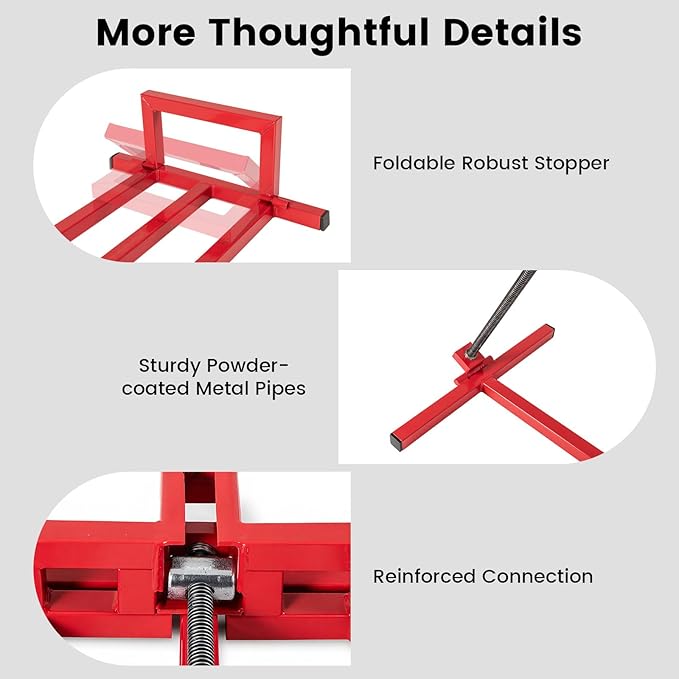 Goplus Lawn Mower Lift, 880LBS Folding Riding Mower Lift Jack with Adjustable Height, Manual Handle, Rotating Sleeve, Heavy Duty Lawn Tractor Lift, Zero Turn Mower Lift for Garden Farm, No Assembly