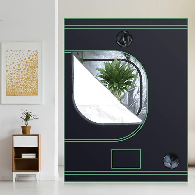 60''x60''x80'' Grow Tent Hydroponic Higher Density 600D Mylar Reflective Indoor Plant Greenhouse with Observation Window and Removable Floor Tray for Flora Vegetables Flower