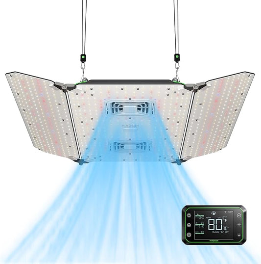 VIVOSUN AeroLight Wing AW400 & Growhub Controller E42A, Tunable Spectra, LED Grow Light 400W with Integrated Circulation Fan, Compatible with App & E25, 4x4/5x5Ft Coverage