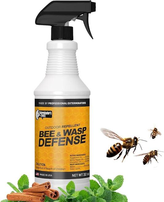 Exterminators Choice Bee Spray & Wasp Control - 32 Oz Aerosol - Natural Essential Oil Formula, Helps Keep Bees & Wasps Away in Patio, Garden & Yard, Safe for Kids & Pets