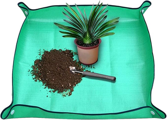 Foldable Plant Repotting Mat - Waterproof Indoor/Outdoor Gardening Mat - 26.8" x 26.8" (Green)