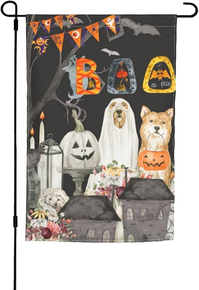 Halloween Pumpkin Cat Boo Garden Flag Welcome Party Outdoor Outside Decorations Picks Home House Garden Yard Decor 12x18 Inch