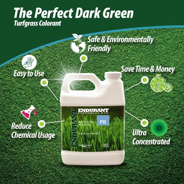 Endurant Turf Colorants - Perennial Rye Spray On Green Grass Paint For Lawns - Revives Dry, Patchy Yards - Light Grass Hue - Easy To Use, Concentrated Turf Grass Dye - Covers Approx 1,000 Sq Ft - 32Oz