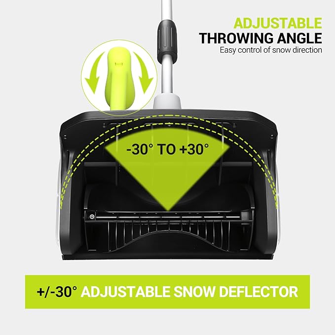 DEKOPRO Cordless Snow Shovel, 40V|17-Inch Cordless Snow Blower，Electric Snow Shovel with LED Light, Adjustable Chute, Lightweight Electric Snow Blower for Sidewalks & Stairs (2×20V Batteries)