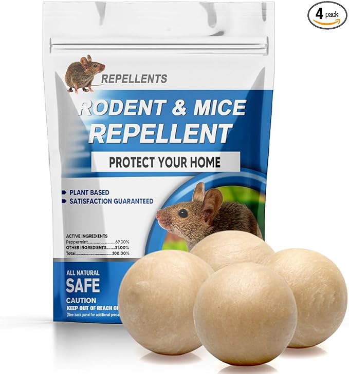 Rodent Repellent Indoor,Mouse Repellent,Mice Repellent Indoor,Rodent Away Repellant,Rat Repellent,Keeps Mice Away,Peppermint Oil Repel Mice from Nesting,Covers 50 sq. ft,Effective for 60-90 Days-4P