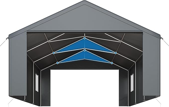 Polar Aurora Carport 20x20 FT, Heavy Duty Car Port Canopy, with 2 Side-Opening Door & Roll-Up Windows, Outdoor Portable Garage for Car, Truck, Boat, Motorcycle