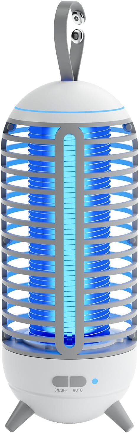 Cordless Bug Zapper Outdoor & Fly Zapper Indoor & Wireless Mosquito Zapper Portable Camping Bug Zapper Fly Trap 2500mAh Bug Zappers Electric Trap Ideal for Fly Traps (White)