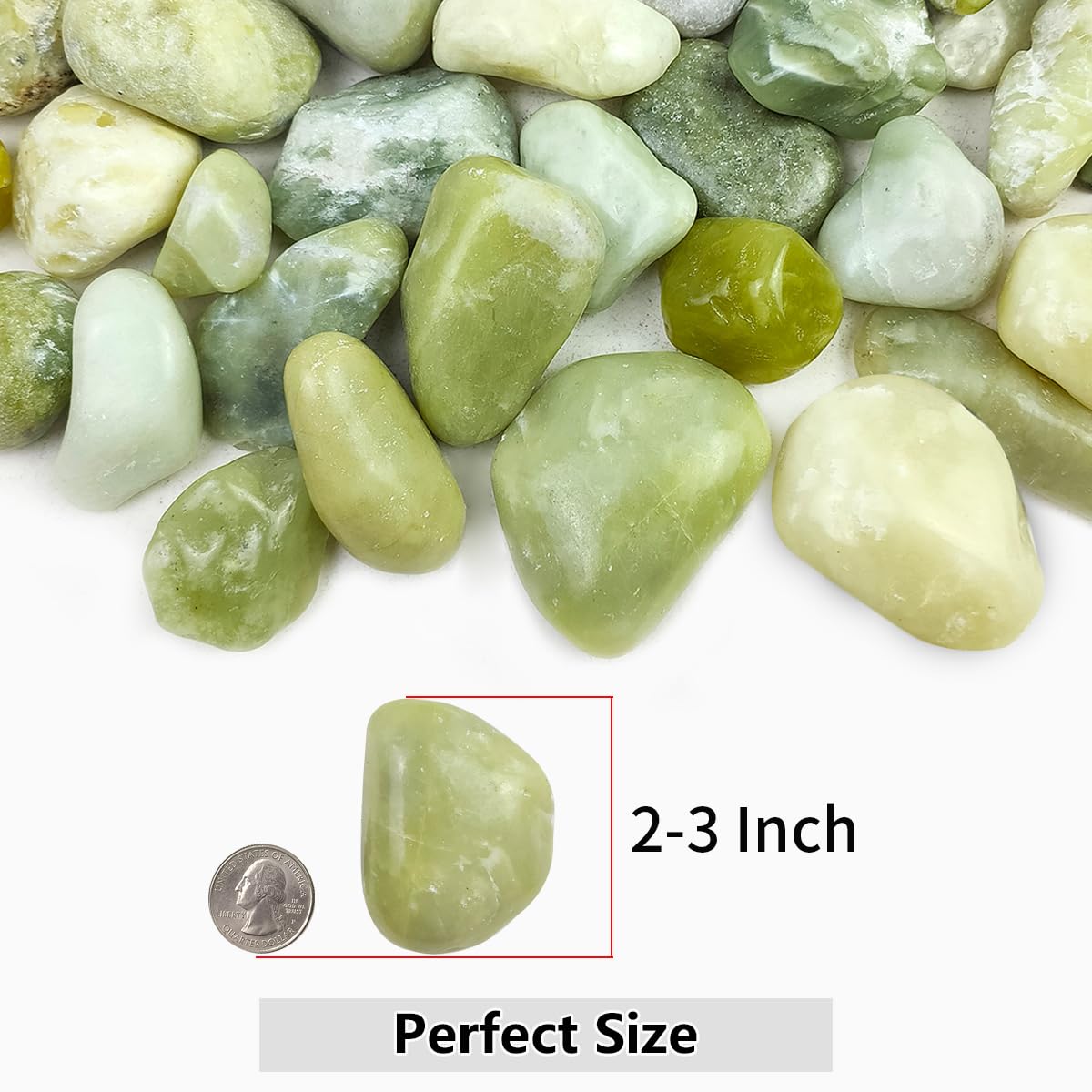 5lbs Jade Pebbles for Indoor Plants, 2-3 Inch Natural River Rocks, High Polished Decorative Stones Vase Filler Fish Tank Aquariums Landscaping Garden Outdoor and Indoor DIY