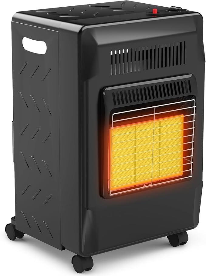 WELLUCK Propane Heater | Portable Patio Heater for Outdoor | LP Cabinet Gas Heater for Camping, Garages, Workshops & Construction Sites |18,000 BTU Warm Area up to 450 sq. ft, 3 Power Settings