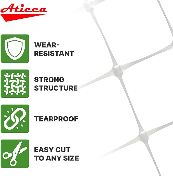 Plastic Trellis Netting 79" x 328 ft Heavy Duty Plant Support Netting White - 6 Inch Garden Trellis on Roll - Mesh for Growing Vine Climbing Plants, Flowers, Peas, and Cucumber