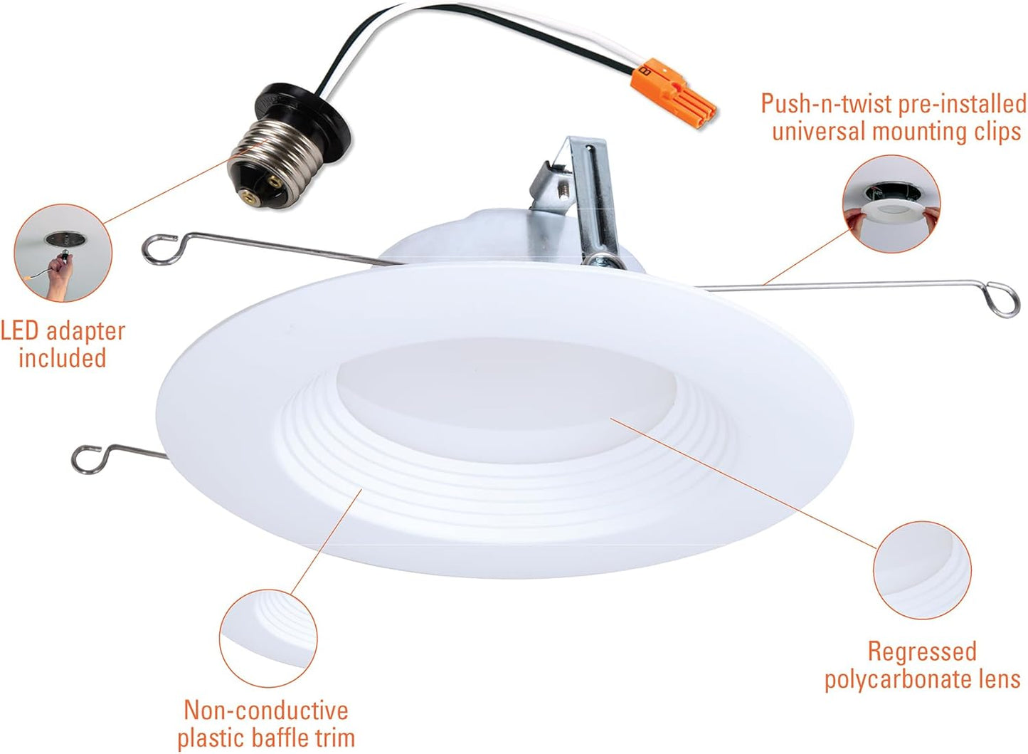 HALO LTE 5/6 Inch Indoor/Outdoor Recessed LED Trim Can Light, 3000K - Contractor Value Pack (12-Pack) - LTE566930-12PK