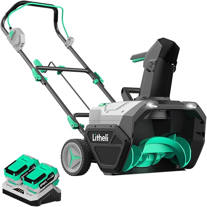 LiTHELi Cordless Snow Blower 2x20V, 20 Inch Battery Powered Snow Thrower with Brushless Motor Electric Snow Remove Machine, 2 x4.0 Ah Batteries & Charger