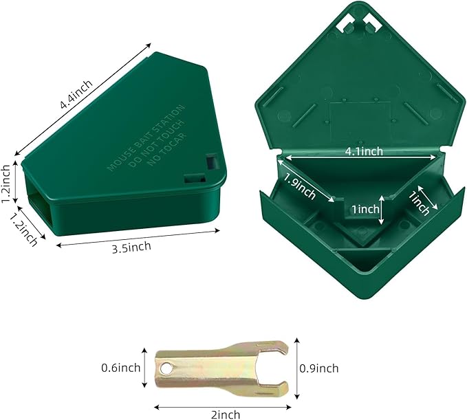 Mouse Bait Station with Keys Indoor Outdoor for Rats Mice Rodents, Reusable Mouse Poisoning Bait Blocks, Friendly for Children & Pets (16, Green 1)