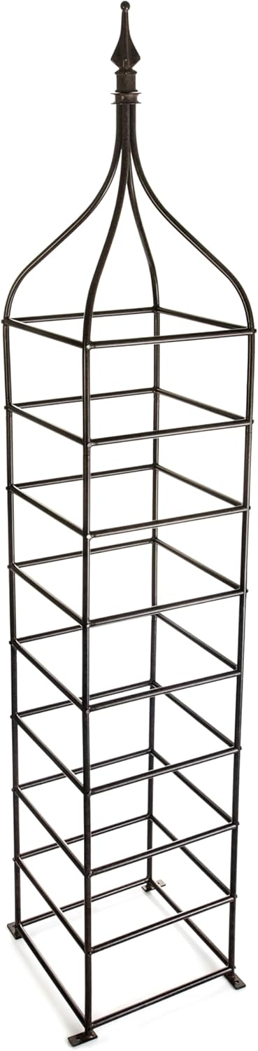 H Potter Trellis Obelisk Tall Metal Garden Decor Vertical Yard Art for Climbing Plants Roses Weather Resistant Wrought Iron Ornamental Extra Large