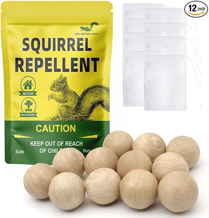 Squirrel Repellent Outdoor, Mint Squirrel & Chipmunk Repellent for Outdoor, Keep Squirrels Out of Garden, Squirrel Repellent Safe for Gardens/Bird Feeders/Attic & Yard, Easy-to-Use - 12p
