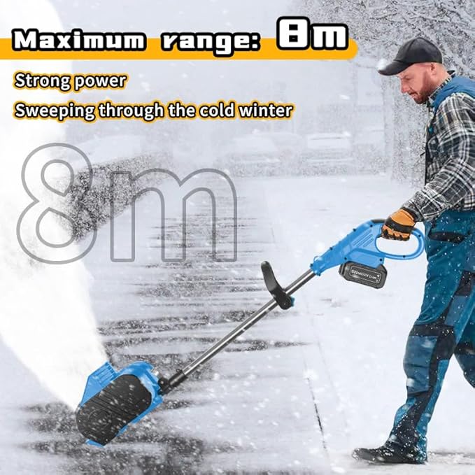 11-Inch Snow Shovel for Driveway,Electric Snow Blower Cordless, 13in Width & 9in Depth & 26ft Throwing Distance, 20V Battery Powered 4-Ah Battery & Quick Charger Snow Shovel for Women Men (Blue)
